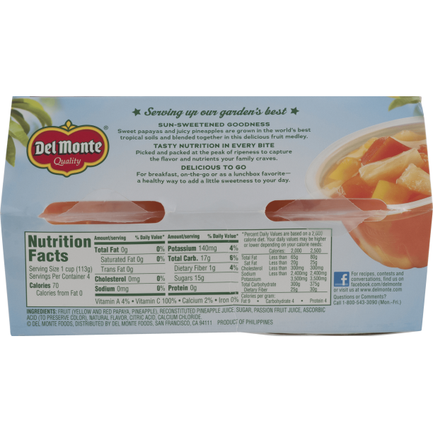 Del Monte Tropical Fruit Papaya & Pineapple In Lightly Sweetened Juice - GroceriesToGo Aruba | Convenient Online Grocery Delivery Services