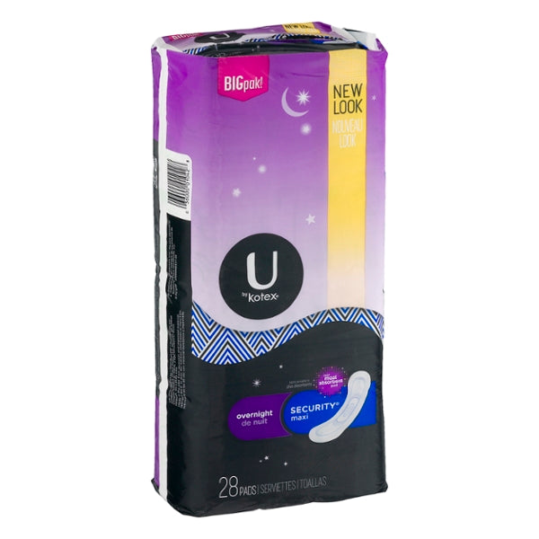 U By Kotex Security Maxi Pads Overnight - 28ct