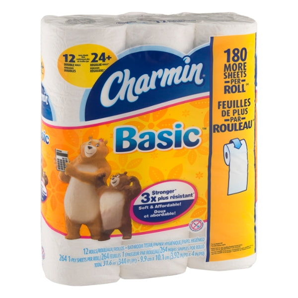 Charmin Basic Bathroom Tissue Double Rolls - 12ct - GroceriesToGo Aruba | Convenient Online Grocery Delivery Services