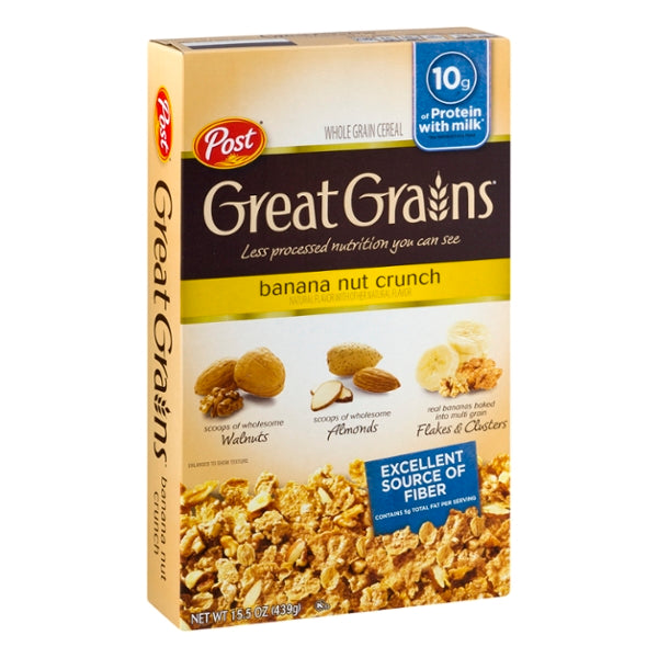Post Great Grains Whole Grain Cereal Banana Nut Crunch Whole Grain Cer ...