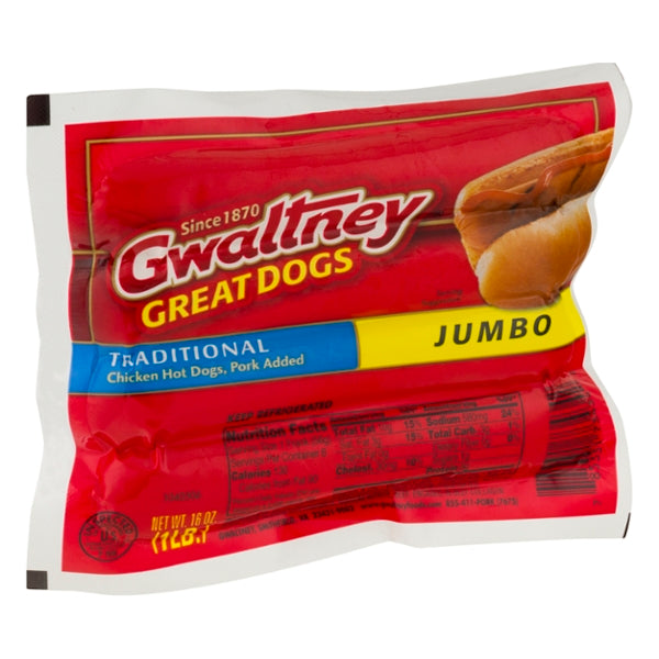 Gwaltney Great Dogs Traditional Jumbo Hot Dogs 16oz - GroceriesToGo Aruba | Convenient Online Grocery Delivery Services