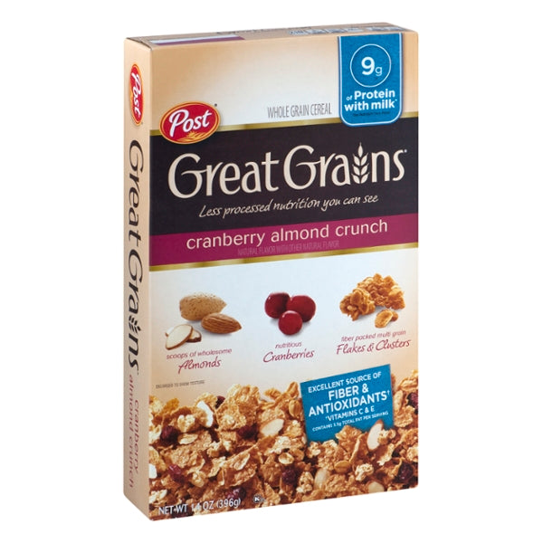Post Great Grains Whole Grain Cereal Cranberry Almond Crunch Whole Gra ...